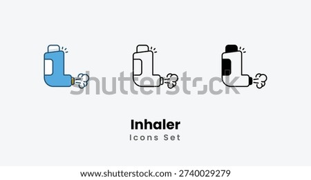 Inhaler icons vector set stock illustration