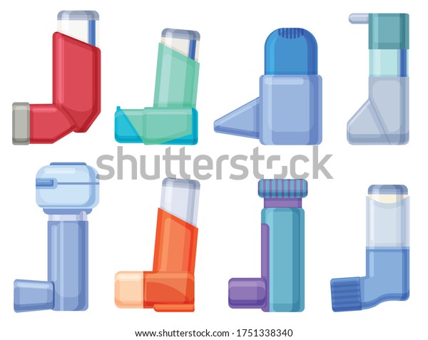 Inhaler Isolated Cartoon Set Iconvector Illustration Stock Vector ...