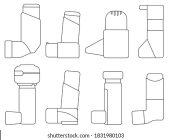Inhaler isolated outline set icon.Vector illustration illustration apparatus on white background .outline vector set icon inhaler.