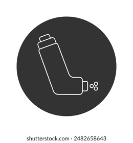 Inhaler line icon isolated on white background. Breather for cough relief, inhalation, allergic patient. Medical allergy asthma inhaler spray. Vector sign