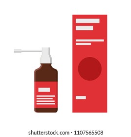 Inhaler and package collection of medical production, with schematical info about product, liquid dispenser for people to recover vector illustration