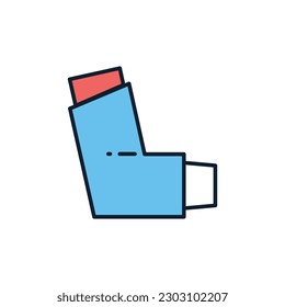 Inhaler related vector line icon. Isolated on white background. Vector illustration. Editable stroke