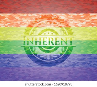 Inherent emblem on mosaic background with the colors of the LGBT flag