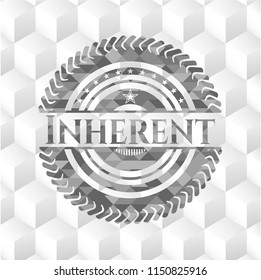 Inherent grey badge with geometric cube white background