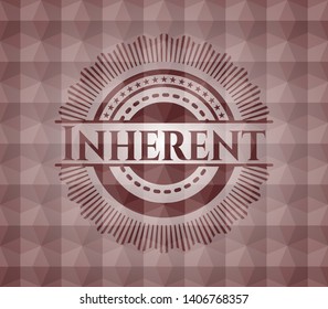 Inherent red geometric pattern emblem. Seamless.