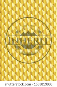 Inherit  gold badge. Scales pattern. Vector Illustration. Detailed.