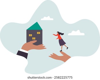 Inherit house or real estate from parents, financial advisor on legacy planning, passing an inheritance to children .business concept.flat character.