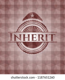 Inherit  red seamless emblem or badge with abstract geometric polygonal pattern background.