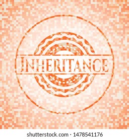 Inheritance abstract orange mosaic emblem with background