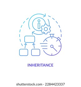 Inheritance blue gradient concept icon. Object-oriented programming principle abstract idea thin line illustration. Reuse behavior. Solving problem. Isolated outline drawing. Myriad Pro-Bold font used