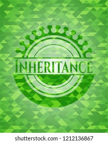 Inheritance green emblem with triangle mosaic background