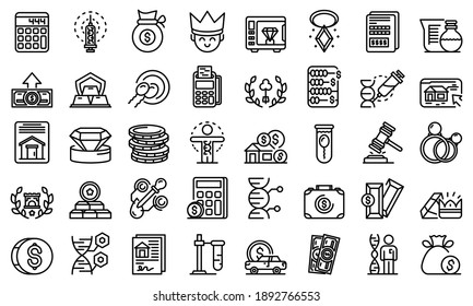 Iconos de herencia establecidos. Conjunto de esquemas de iconos vectoriales de herencia para el diseño web aislado en fondo blanco