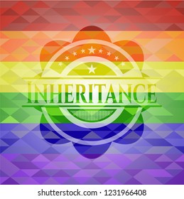 Inheritance on mosaic background with the colors of the LGBT flag