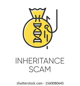 Inheritance Scam Color Icon. Fake Benefactor. Distant Relative Trick. Financial Fraud. Illegal Money Gain. Phishing. Malicious Practice. Fraudulent Scheme. Isolated Vector Illustration