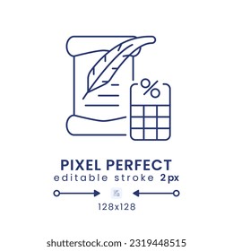 Inheritance Tax linear desktop icon. Wealth transfer levy. Death duty charges. Pixel perfect 128x128, outline 2px. GUI, UX design. Isolated user interface element for website. Editable stroke