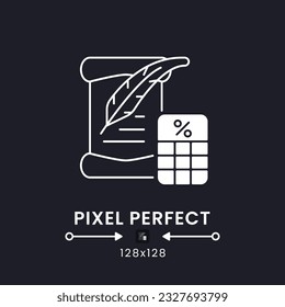 Inheritance Tax white solid desktop icon. Wealth transfer levy. Death duty charges. Pixel perfect 128x128, outline 2px. Silhouette symbol for dark mode. Glyph pictogram. Vector isolated image