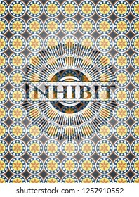 Inhibit arabesque emblem background. arabic decoration.
