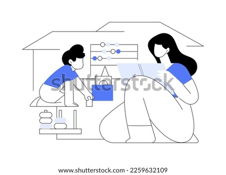 In-home daycare abstract concept vector illustration. In-home caregiver service, child care, housekeeper, help with kids, daycare assistance, early education, nanny for baby abstract metaphor.