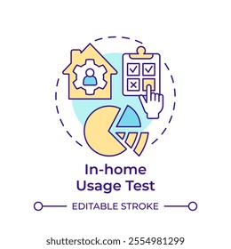 In-home usage test multi color concept icon. Customer feedback. Questionnaire, checklist. Round shape line illustration. Abstract idea. Graphic design. Easy to use in infographic, presentation