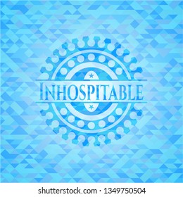Inhospitable light blue emblem with mosaic background