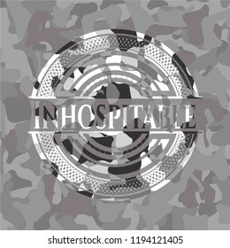 Inhospitable on grey camouflaged pattern