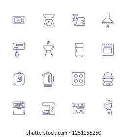 Inhouse devices line icon set. Set of line icons on white background. Soundbar, conditioner, fridge. Vector illustration can be used for topics like home, kitchen, technics