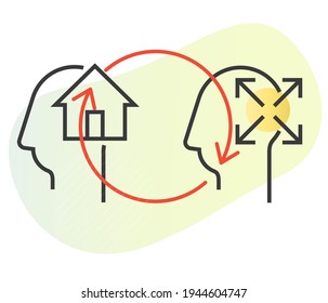 In-house Vs Outsourcing Employee - Business Practice - Icon as EPS 10 File