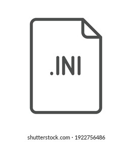 INI file format line icon. Linear style sign for mobile concept and web design. Simple outline symbol. Vector illustration isolated on white background. EPS 10.