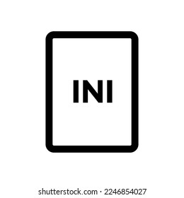 INI file icon line isolated on white background. Black flat thin icon on modern outline style. Linear symbol and editable stroke. Simple and pixel perfect stroke vector illustration.
