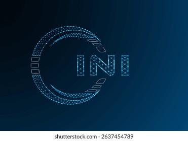 INI low poly letter logo vector design. INI lower poly logo design. Low poly logo.