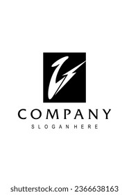 inial v lightning vector logo design

