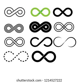 Inifinity Symbol Icons Set Vector Illustration