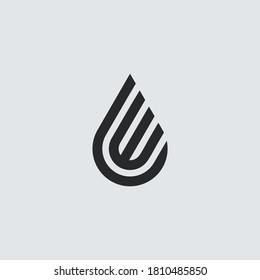 inimalist Initial Letter E with Droplet or Oil Drop Logo Design Vector