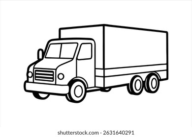minimalistische Vektorgrafik von LKWs und LKWs für die Verwendung in Zustellung, Transport, Kurier- und logistikbezogenen grafischen Designs. Ideal für digitale Plattformen und Design-Ressourcen.