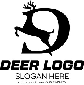 inirial D deer ide vector logo design