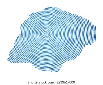 Inisheer dotted map. Digital style shape of Inisheer. Tech icon of the island with graduated dots. Powerful vector illustration.