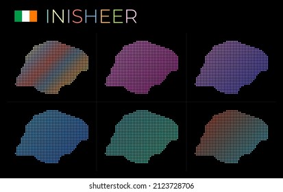 Inisheer dotted map set. Map of Inisheer in dotted style. Borders of the island filled with beautiful smooth gradient circles. Charming vector illustration.