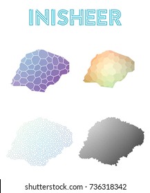 Inisheer geometric polygonal, mosaic style island maps collection. Modern design for your infographics or presentation.