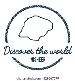Inisheer Map Outline. Vintage Discover the World Rubber Stamp with Inisheer Map. Hipster Style Nautical Rubber Stamp, with Round Rope Border. Inisheer Map Vector Illustration.