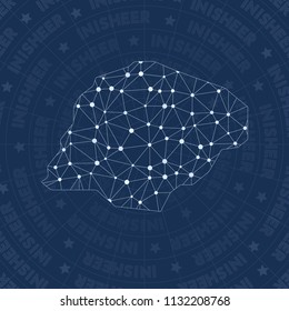 Inisheer network, constellation style island map. Stunning space style, modern design. Inisheer network map for infographics or presentation.