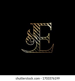Letra Initai E Logotipo de lujo Icono Diseño de Vector Línea de la Banda Dorada.