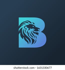 inital letter B logomark with lion head
