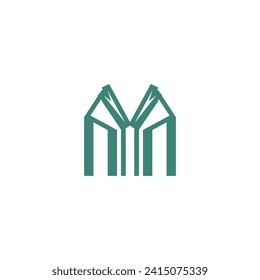 Inital letter M building vector