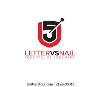 inital letter V S shield with needle sticked	