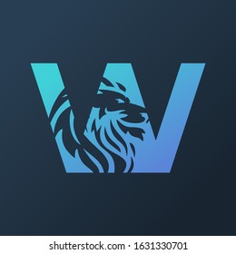 inital letter W logomark with lion head