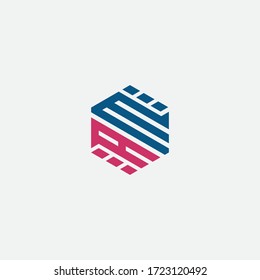 am  initia lhexagon logo vector line