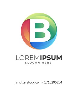 Initial-Logo-Vorlage B, bunter Text der Vektorillustration ist leicht zu bearbeiten