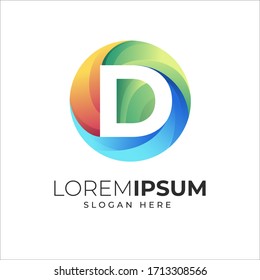 plantilla de logotipo de la carta de inicio D, el texto de archivo vectorial colorido es fácil de editar
