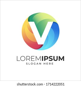 initia lletter V logo template, colorful vector file text is easy to edit