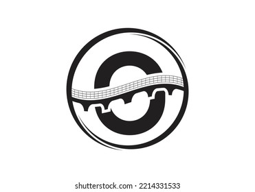 Initial 0 monogram letter alphabet with bridge sign. Abstract bridge logo design template. Modern vector logo for construction business.